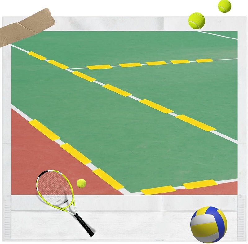 AojSup 24 Pcs Court Line Marker Kit, Yellow Boundaries Markers Lines Set, Pickleball Court Lines Kit for Tennis Basketball Volleyball Badminton Pickleball Net Courts Outdoor or Indoor Training - Image 4